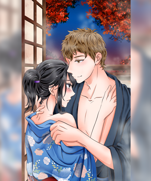 乱れた浴衣で抱き合う月乃と哲也