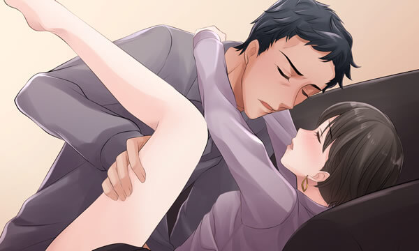 ソファで繋がる男女