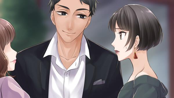 官能小説挿絵:男性に気まずそうな視線を送る女性