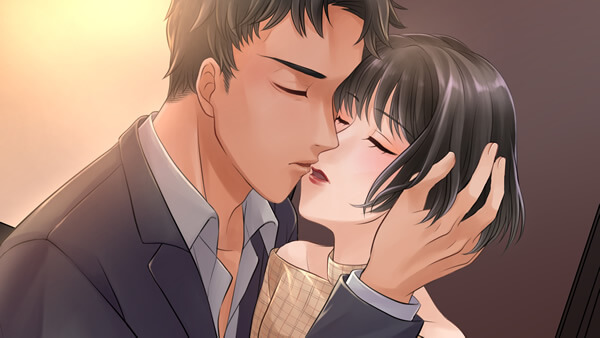 官能小説挿絵:深いキスをする男女
