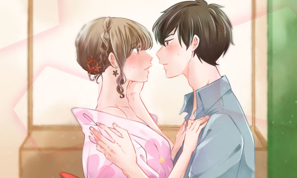 ラブコスメを使い見つめあう男女の官能小説イラスト