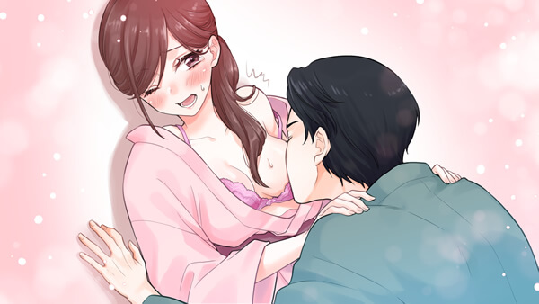 官能小説挿絵:男性に胸を愛撫される女性
