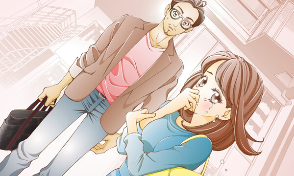 意外な二人を目撃して泣く女性