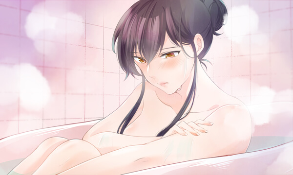お風呂で胸を見る蓉子