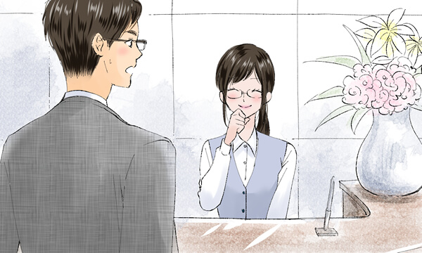 美女と会話する恋愛小説イラスト