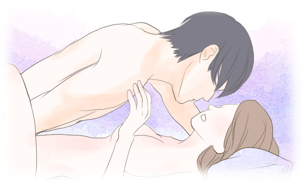 ベッドで見つめ合う男女