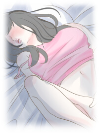 ベッドでひとりエッチする女性