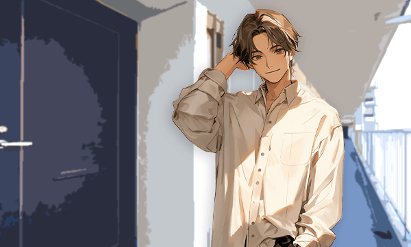 玄関先に立つ翔太