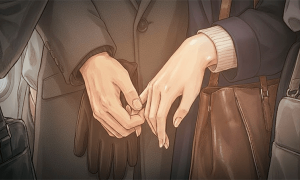 加奈の手に触れる彼の手