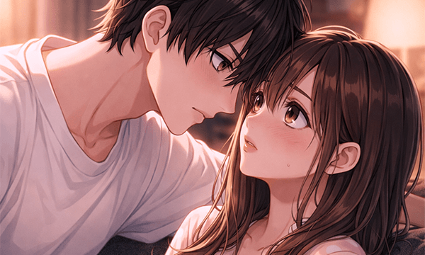 今にもキスしそうな二人