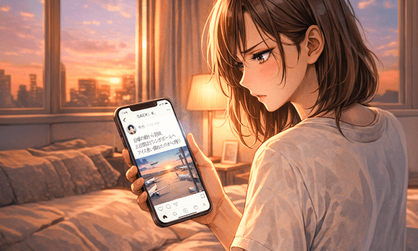 スマホを見ているヒロイン