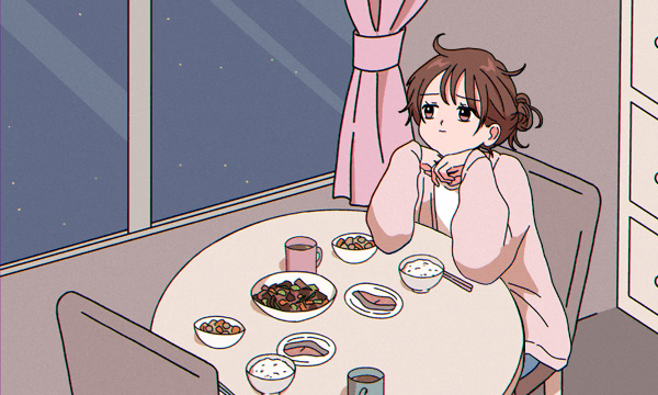 仁の帰りを食卓で待つ茉依