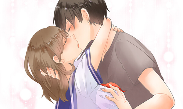 制服姿でディープキスをする男女