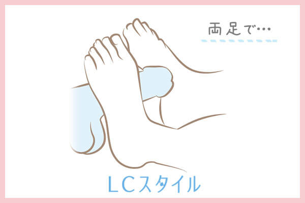 足コキのやり方:両足で挟む
