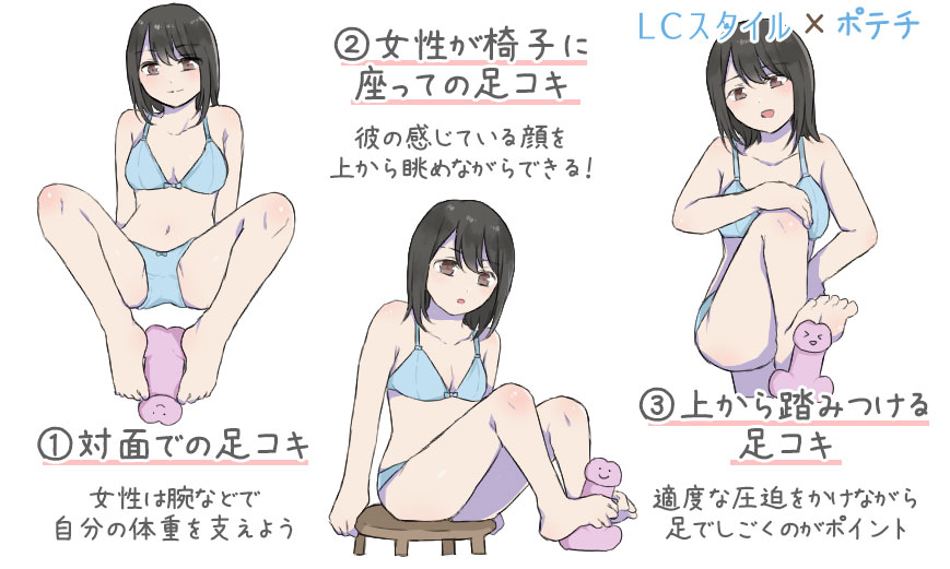 足コキのやり方:足コキの体勢3パターン