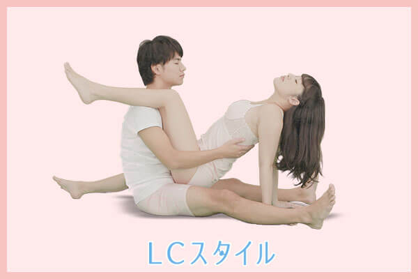 帆掛け茶臼の体位をしている男女
