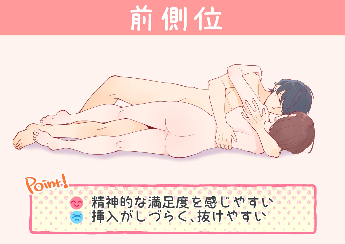 前側位の体位のイラスト画像　精神的な満足を感じやすい