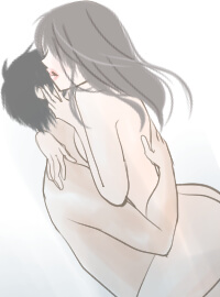 彼にしがみつく女性