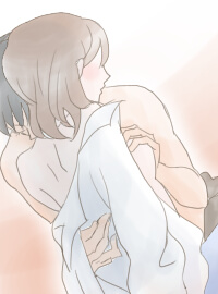 女性の服を脱がす男性