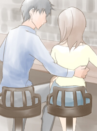 バーで女性をエッチに誘う男性