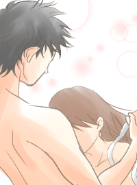ロープをほどかれてカレに抱きつく女性