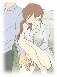 彼と一緒にドラマを見ながらインナーキュートのバイブの気持ちよさに恥じらう女性