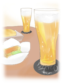 居酒屋のビールの画像